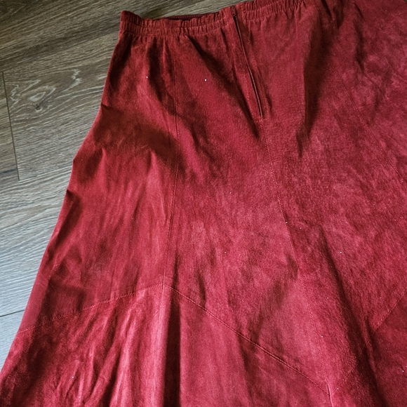 Double D Ranch Red Suede Leather Midi Skirt w/Tassels Ranchwear Western Cowgirl - Picture 4 of 7